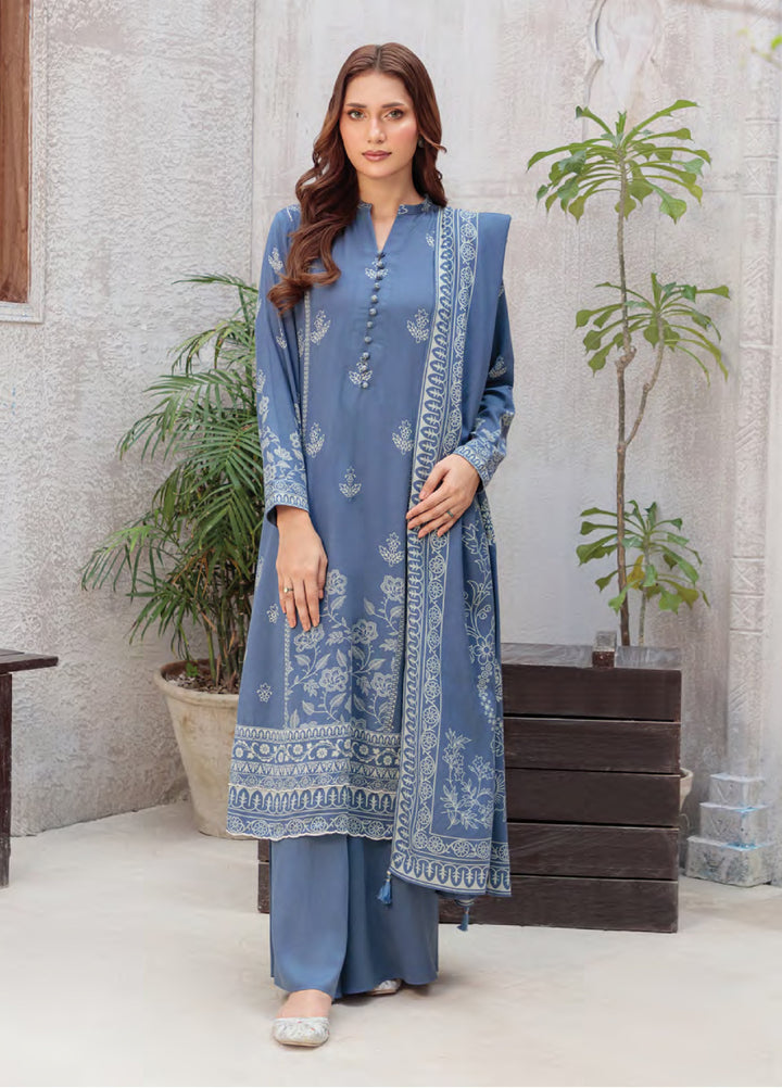 Lakhany Printed Pashmina Suits Unstitched 3 Piece LSM25LP LG-SG-0035-B - Winter Collection