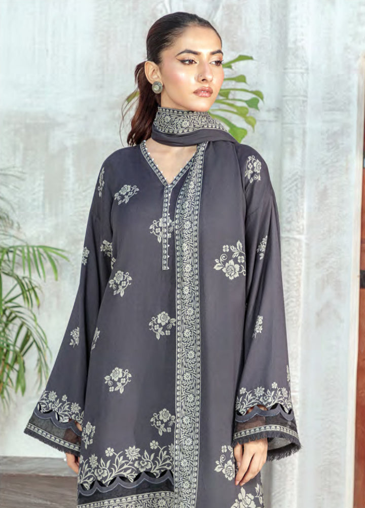 Lakhany Printed Pashmina Suits Unstitched 3 Piece LSM25LP LG-RL-0335-B - Winter Collection
