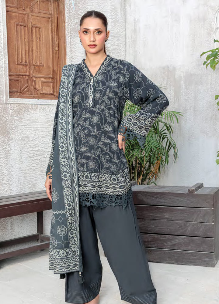 Lakhany Printed Pashmina Suits Unstitched 3 Piece LSM25LP LG-IZ-0511-C - Winter Collection