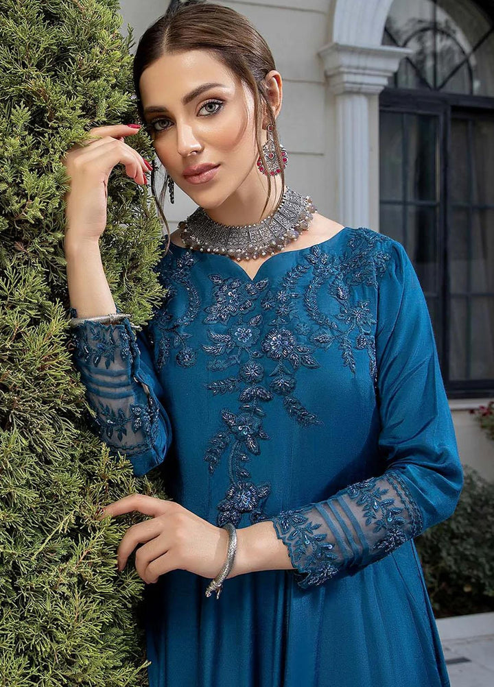 Azure Pret Embroidered Silk 3 Piece Dress Majestic Diva MD263