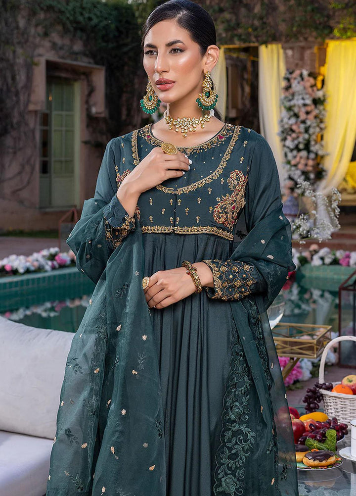 Azure Pret Embroidered Cotton Silk 3 Piece Dress Jadeite NFVG300