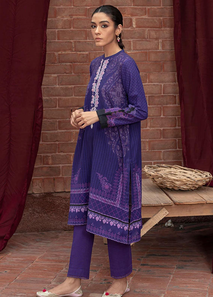 Cross Stitch Embroidered Khaddar Suits Unstitched 2 Piece CS22W 09 Indigo Glam - Winter Collection
