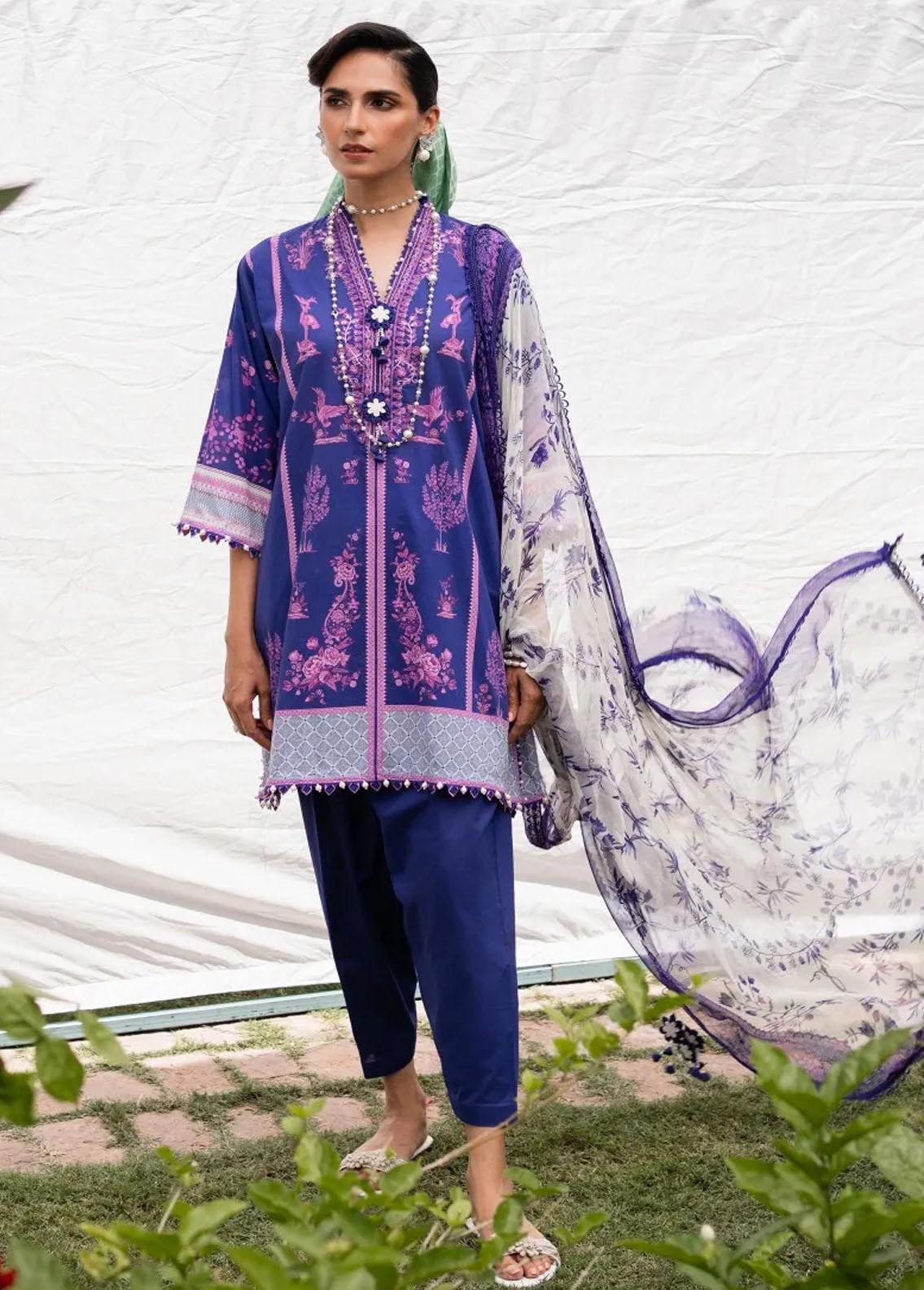 Sana Safinaz Embroidered Lawn Suits Unstitched 3 Piece SS24UL 4B - Luxury Collection