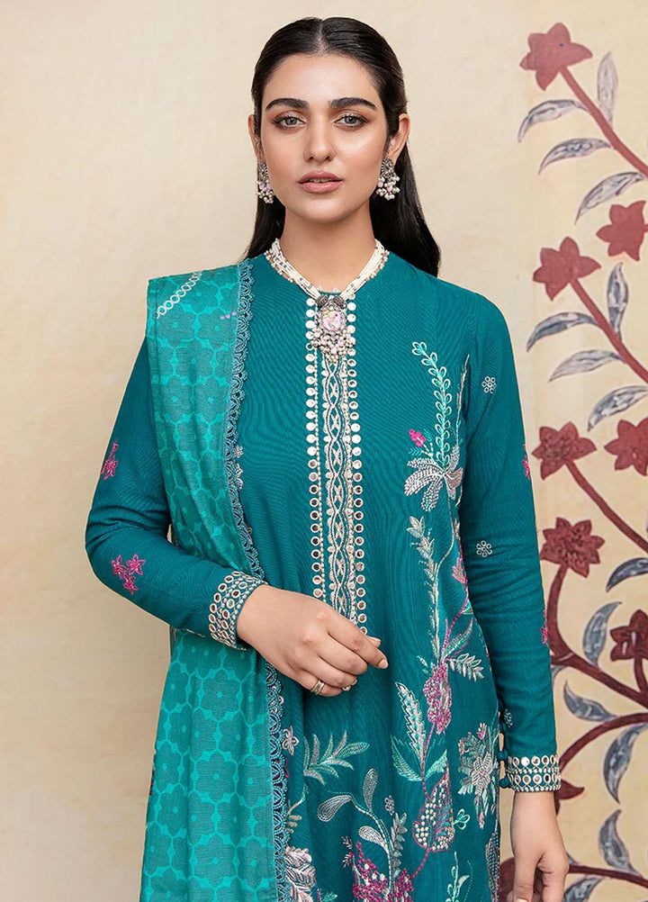 Cross Stitch Embroidered Khaddar Suits Unstitched 3 Piece CS22W 05 Garland Bloom - Winter Collection