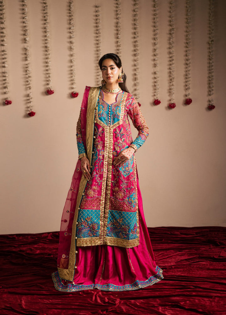 Jhil Mil by Maria Osama Khan Embroidered Organza Suits Unstitched 3 Piece MOK25JM Gulaboo - Wedding Collection