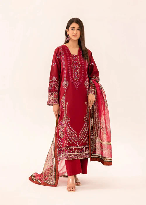 Ghour e Nayab by Ruby Suleiman Pret Lawn Suits 3 Piece Rose Rouge - Festive Collection