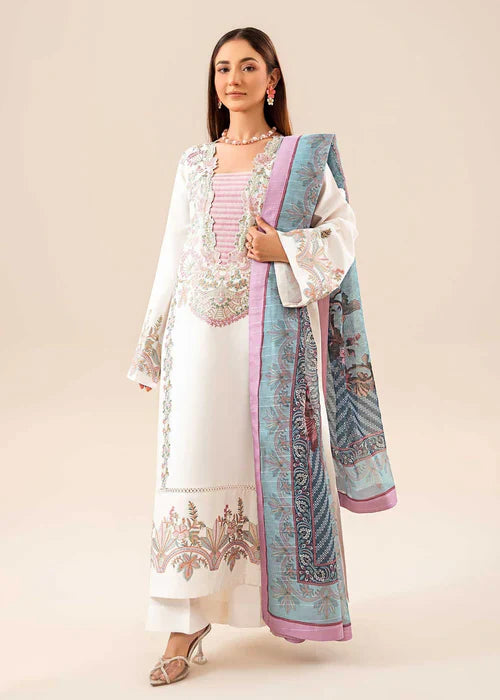 Ghour e Nayab by Ruby Suleiman Pret Lawn Suits 3 Piece Glory Of White - Festive Collection