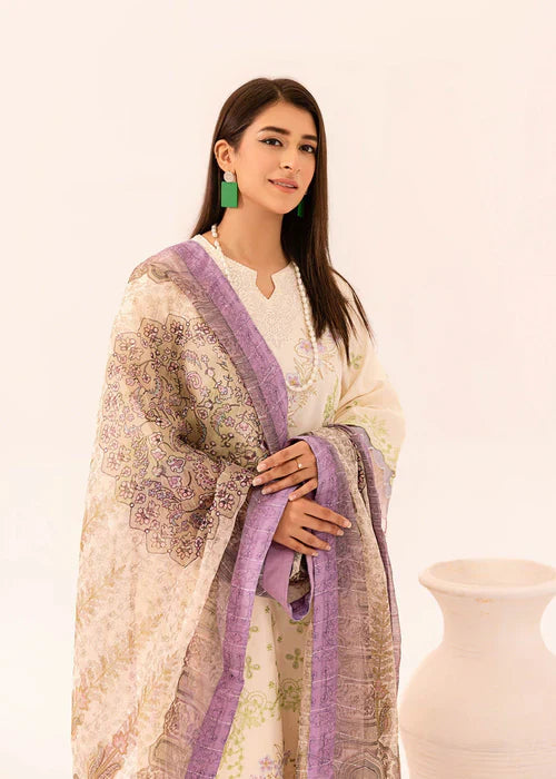 Ghour e Nayab by Ruby Suleiman Pret Lawn Suits 3 Piece Soft Ivory - Festive Collection