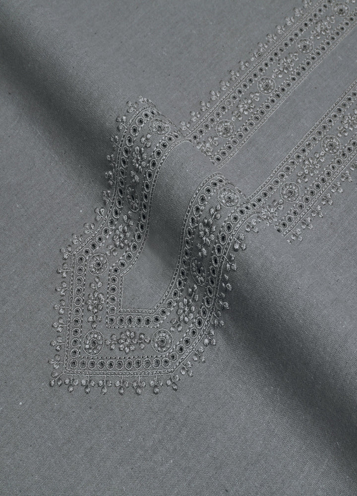 Men Unstitch Embroidered Khaddar Cutwork Neckline-Grey-GTS-KB-009