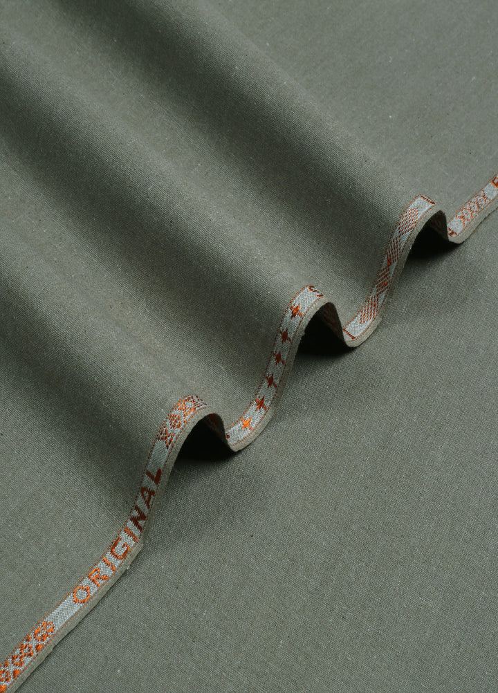 Men Unstitch Embroidered Khaddar Cutwork Neckline-Moss-GTS-KB-013