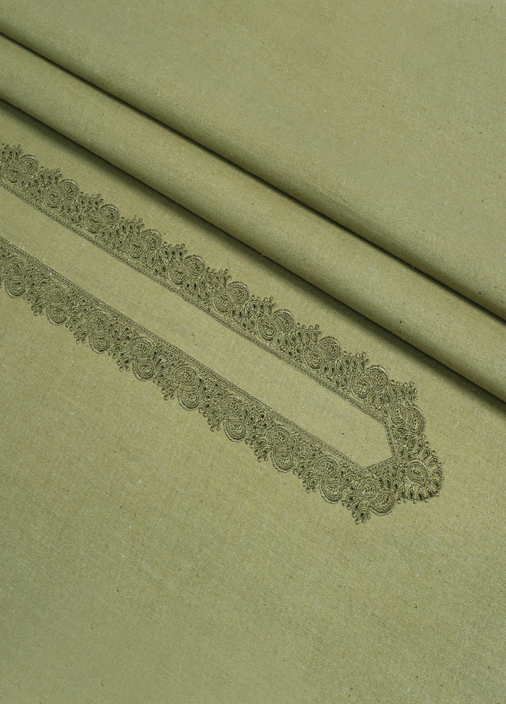 Men Unstitch Embroidered Khaddar Cutwork Neckline- Sage-GTS-KB-017