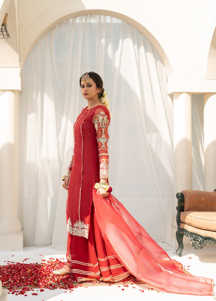 Lotus by Hem Pret Embroidered Organza 4 Piece Suit Maroon