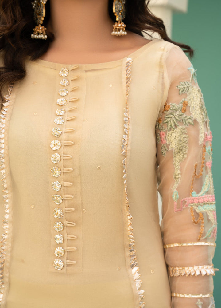 Lotus by Hem Pret Embroidered Organza 4 Piece Suit Lemon Yellow