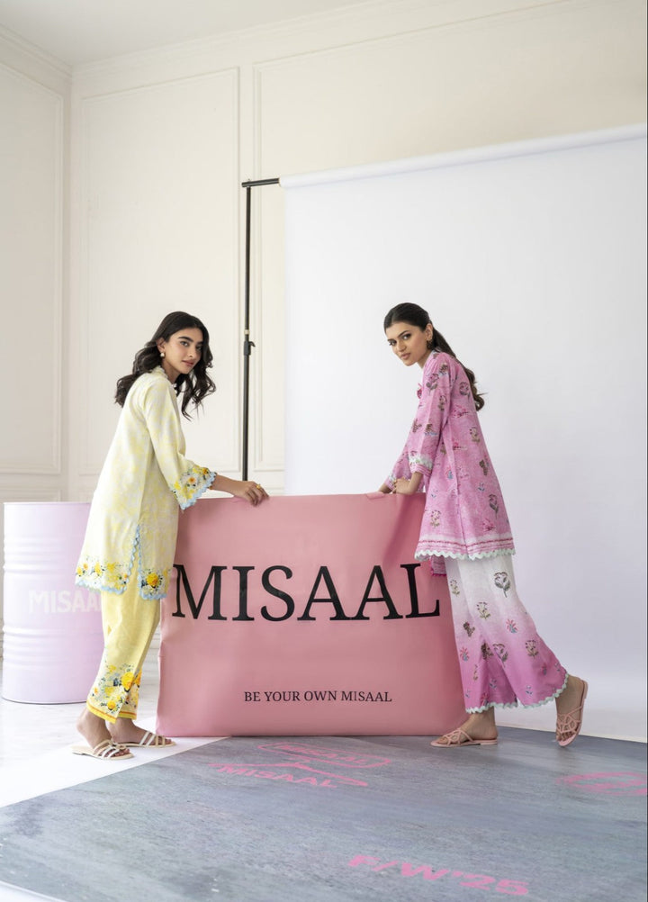 Misaal by Ayesha Somaya Charmed Women Pret Lawn Silk Suits 2 Piece Lemon DayDream - Casual Collection