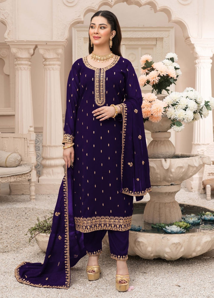 Rang e Haya by Abaan Zohan Woman Pret Chiffon 3 Piece Ada Purple - Festive Collection