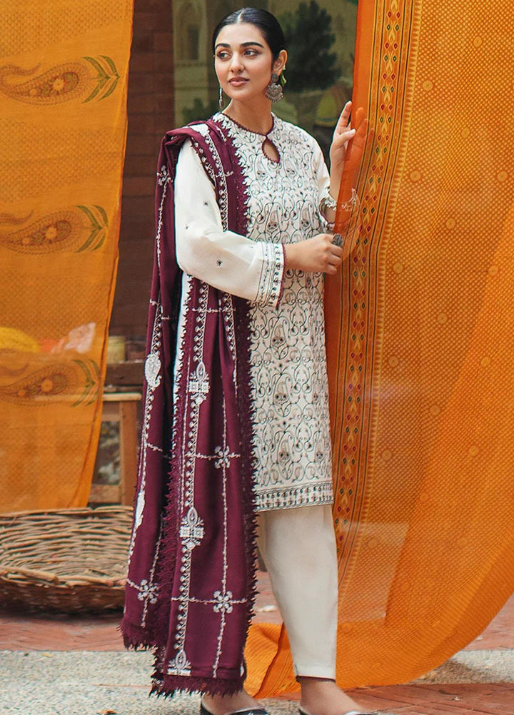 Cross Stitch Embroidered Khaddar Suits Unstitched 3 Piece CS22W 02 Checkered Speck - Winter Collection