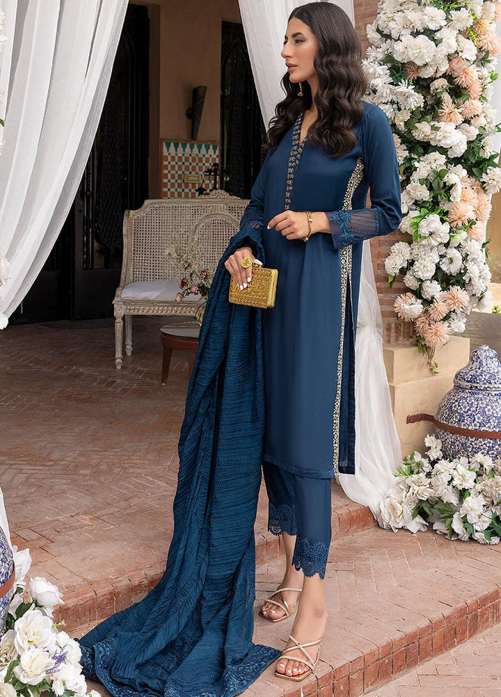 Azure Pret Embroidered Cotton Silk 3 Piece Dress Blossom Berry BB290