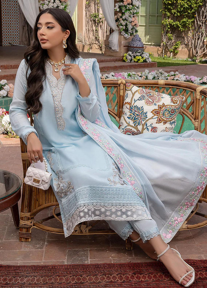 Azure Pret Embroidered Cotton Silk 3 Piece Dress Marshmallow MM294