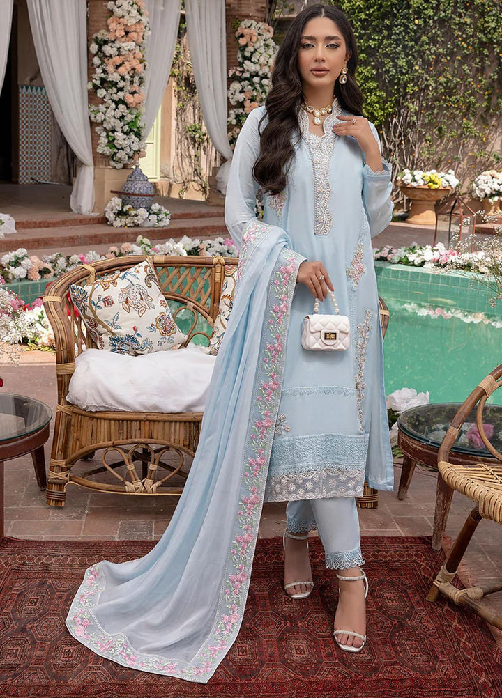 Azure Pret Embroidered Cotton Silk 3 Piece Dress Marshmallow MM294