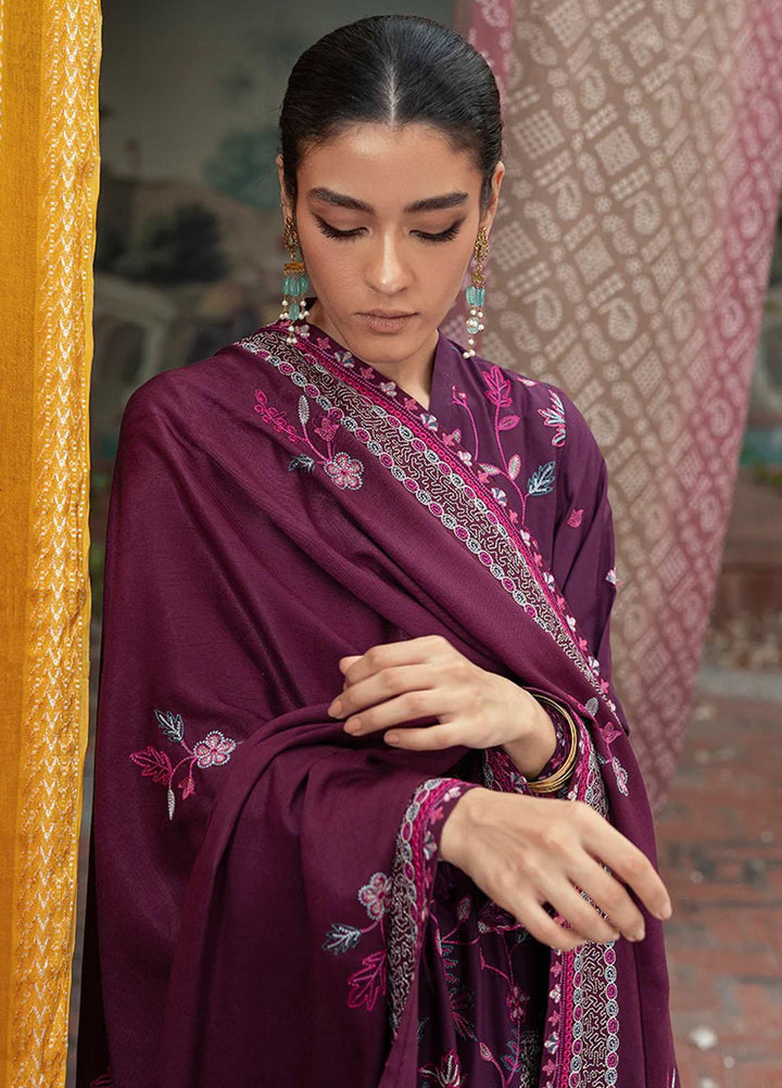 Cross Stitch Embroidered Linen Suits Unstitched 3 Piece CS22W 02 Cosmic Viola - Winter Collection