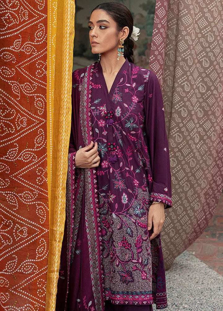 Cross Stitch Embroidered Linen Suits Unstitched 3 Piece CS22W 02 Cosmic Viola - Winter Collection