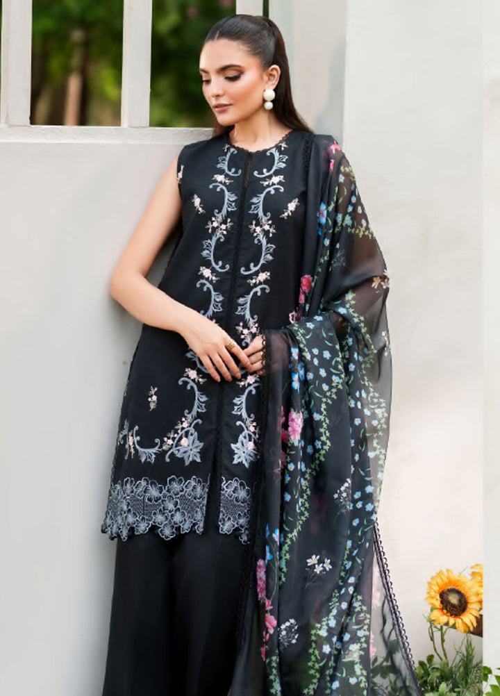 Eden by Asifa Nabeel Embroidered Cambric Suits Unstitched 3 Piece AN25ED ECC-02 Ink Blossom - Winter Collection