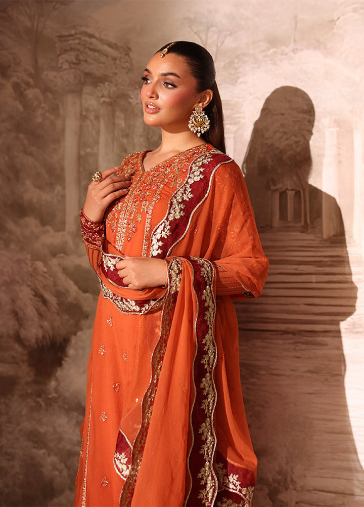 Ensembles by Azure Embroidered Unstitched Chiffon Suits 3 Piece AZU25EU ES-117 Amber Rust - Festive Collection