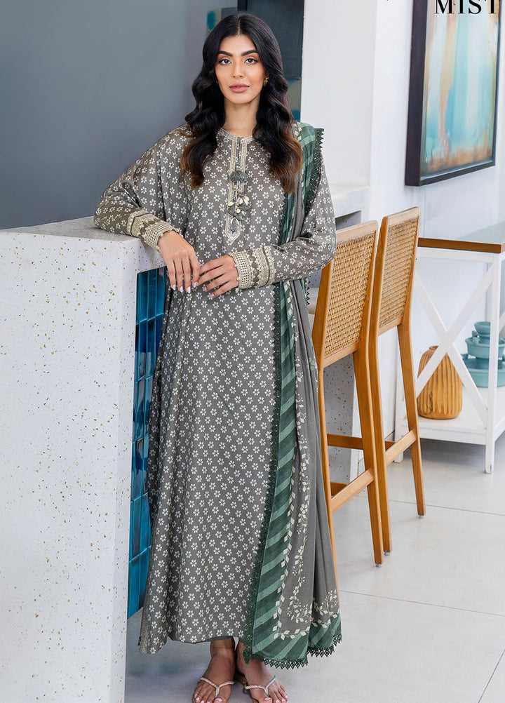 Cross Stitch Embroidered Cotton Satin Suits Unstitched 3 Piece CS25SU Forest Mist - Winter Collection