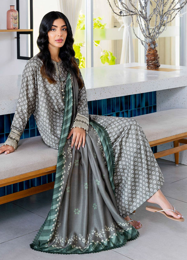 Cross Stitch Embroidered Cotton Satin Suits Unstitched 3 Piece CS25SU Forest Mist - Winter Collection