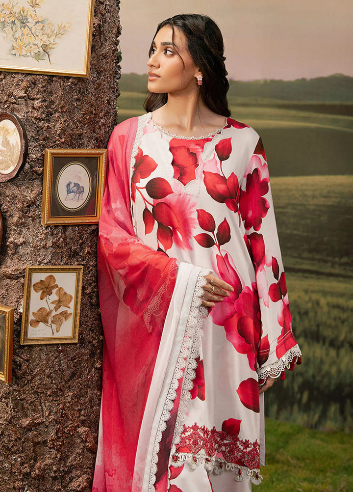M Basic by Maria B Embroidered Arabic Lawn Suits Unstitched 3 Piece MB25PF MB-01 B - Summer Collection