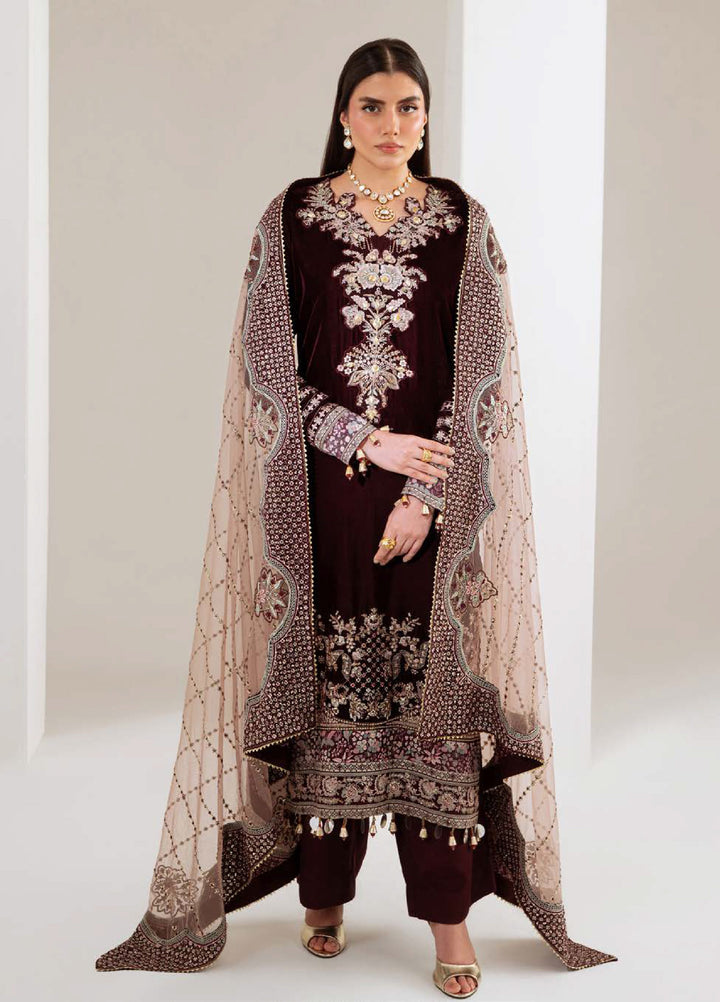 Maya by Nureh Unstitched Velvet Embroidered 3 Piece Suits NU25MV NW-110 - Festive Collection