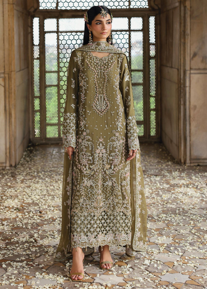 Romansiyyah by Emaan Adeel Embroidered Chiffon Suits Unstitched 3 Piece EA25RLF Olivea - Formals Collection