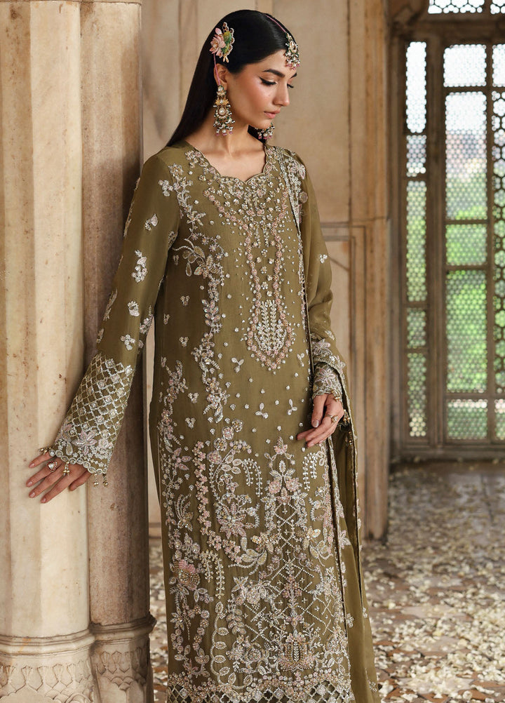 Romansiyyah by Emaan Adeel Embroidered Chiffon Suits Unstitched 3 Piece EA25RLF Olivea - Formals Collection