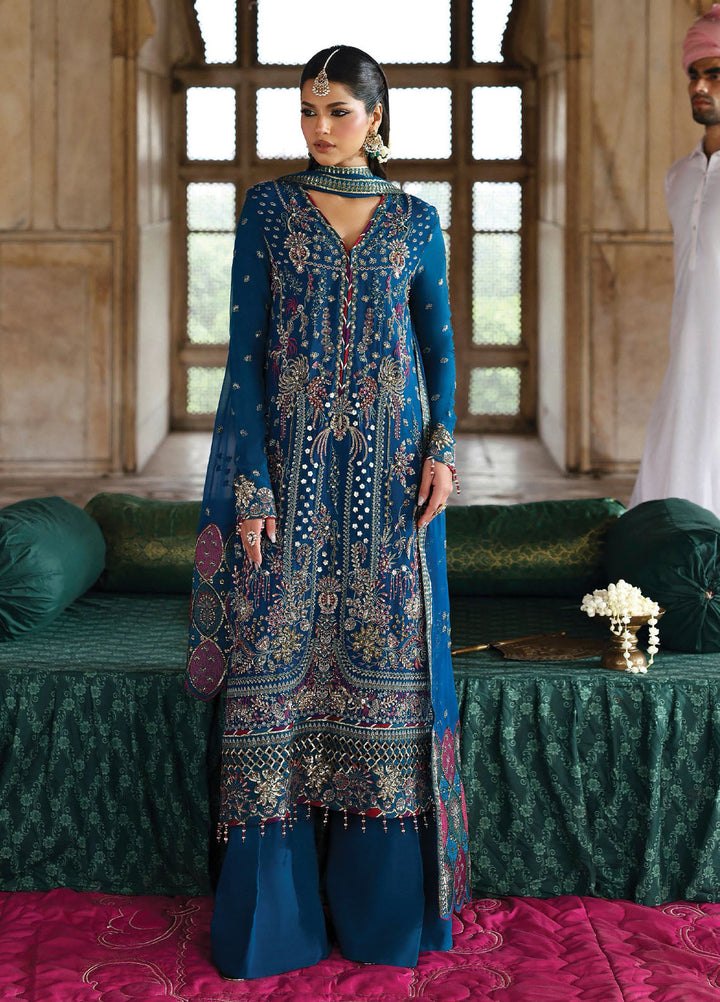 Romansiyyah by Emaan Adeel Embroidered Chiffon Suits Unstitched 3 Piece EA25RLF Zarq - Formals Collection