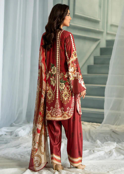 Meerak Women Embroidered Linen Rust Ember - Winter Collection