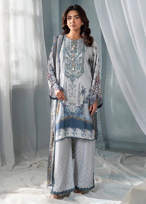 Meerak Women Embroidered Linen Sky Blossom - Winter Collection