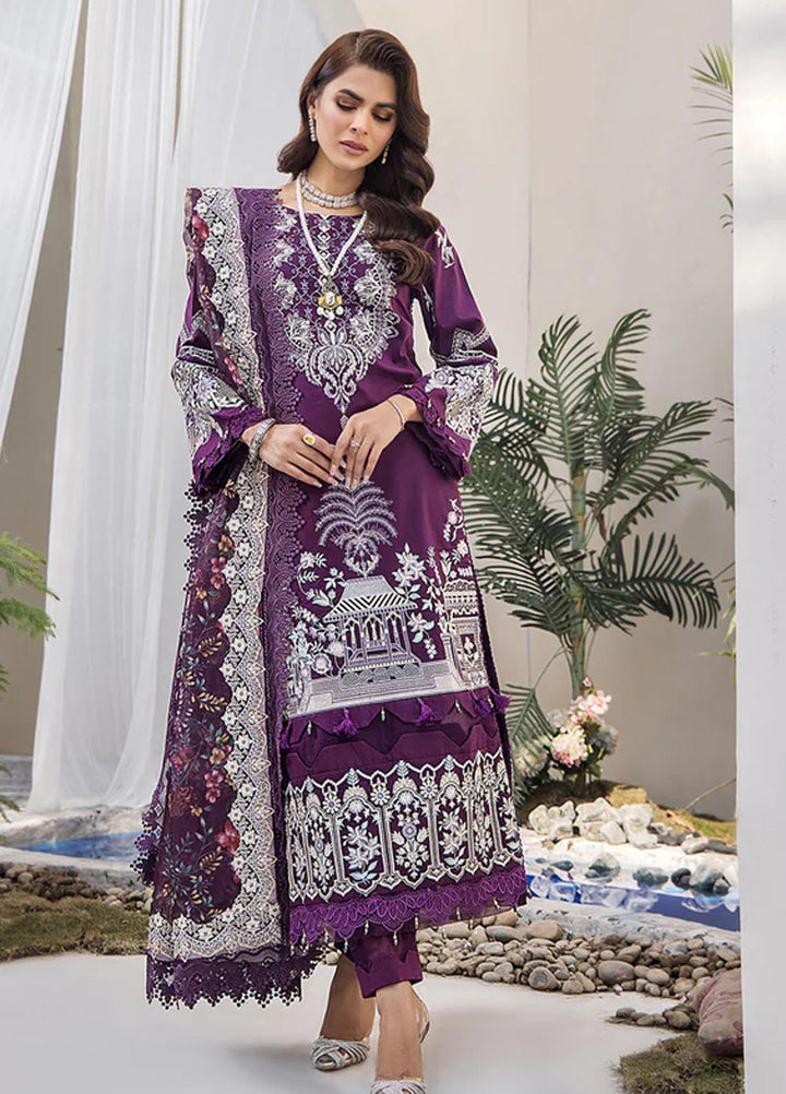 Tessa Embroidered Lawn Suits Unstitched 3 Piece Violet persona - Festive Collection