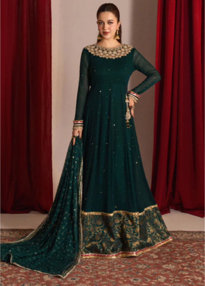 Zaaviay Green Grace Embroidered Chiffon Suit Pret 3 Piece Festive Collection