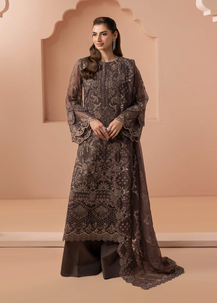 Murawwat by Lavish Premium Unstitched Luxury Chiffon Embroidered 3 peice LV25MC M-05 Sandstone Beige - Formals Collection