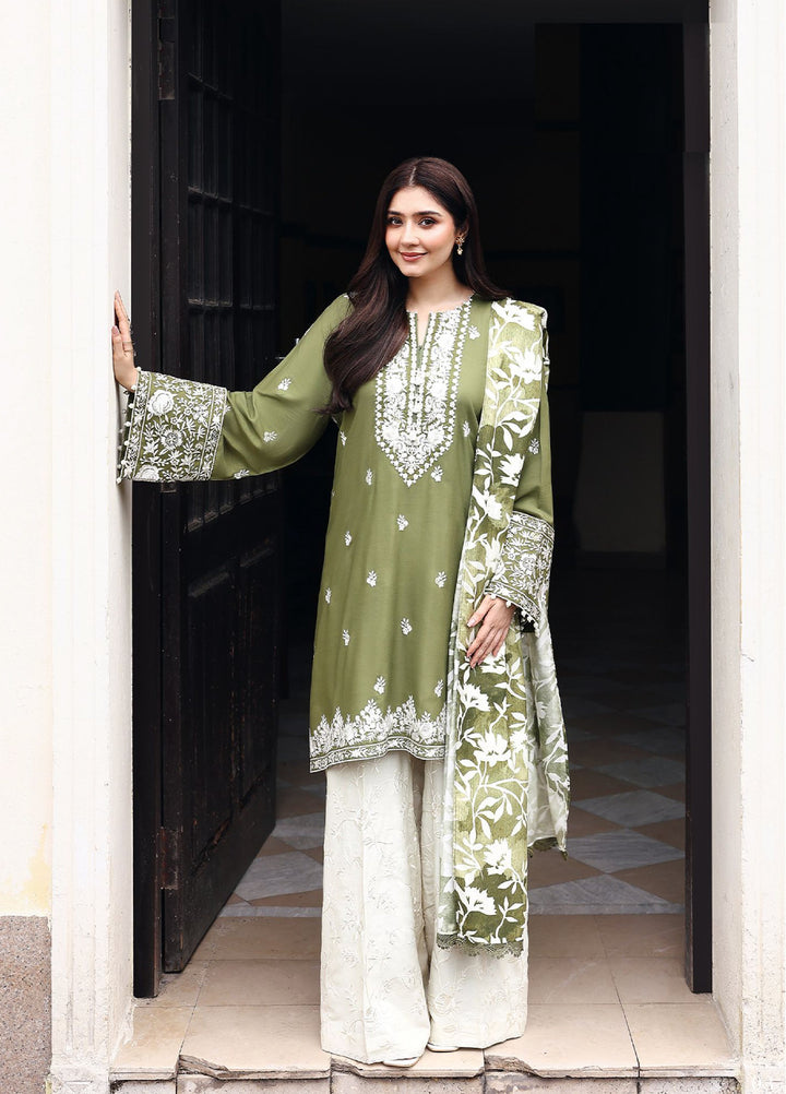 Cross Stitch Unstitched RTS Linen Embroidered Suits 3 Piece CS25LW D-02 Moss Reverie - Winter Collection