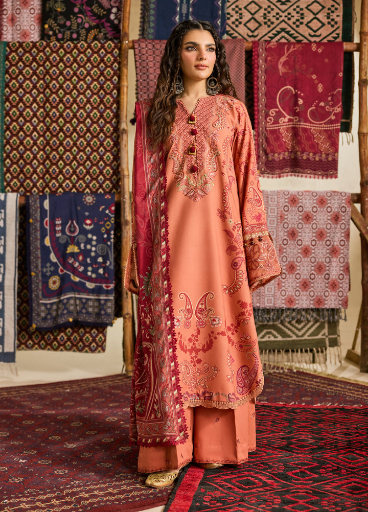 Zync by Florent One Nation Unstitched Khaddar Embroidered Suits 3 Piece FL25ON FL-9B - Winter Collection