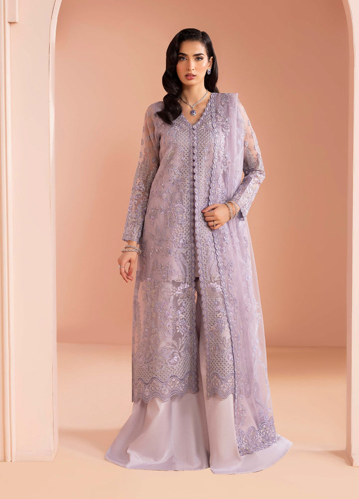 Murawwat by Lavish Premium Unstitched Luxury Organza Embroidered 3 peice LV25MC M-10 Lavender Mist - Formals Collection