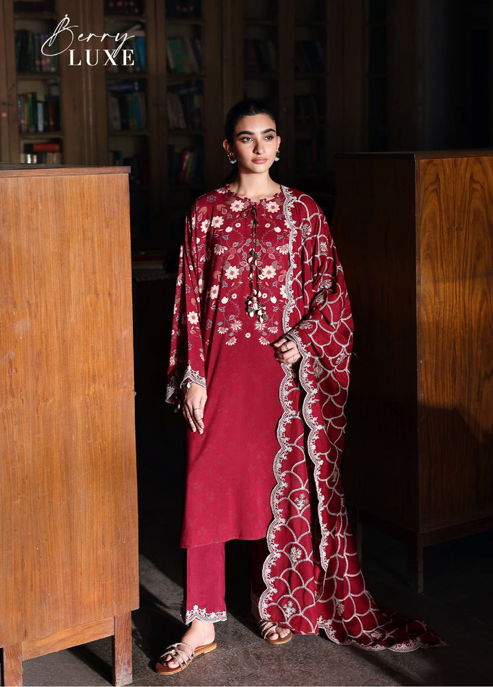 Cross Stitch Unstitched RTS Linen Embroidered Suits 3 Piece CS25LW D-04 Berry Luxe - Winter Collection