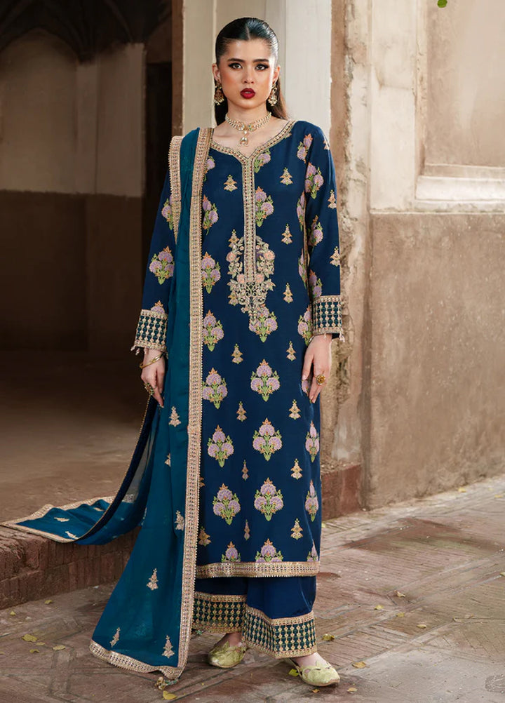 Zaria by Meeral Pret Embroidered Raw Silk 3 Piece Sapphire - Festive Collection