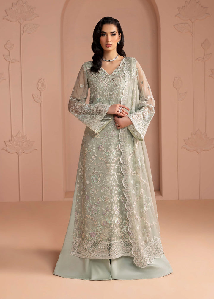 Murawwat by Lavish Premium Unstitched Luxury Chiffon Embroidered 3 peice LV25MC M-08 Mint Whisper - Formals Collection