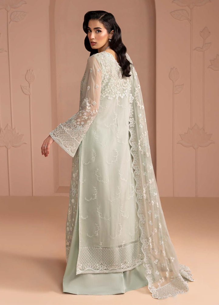Murawwat by Lavish Premium Unstitched Luxury Chiffon Embroidered 3 peice LV25MC M-08 Mint Whisper - Formals Collection