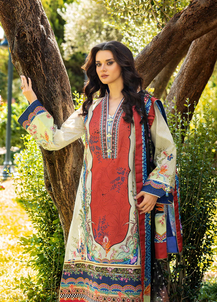 Mushq Hemline Echoes Of Serneity Unstitched Festive Raw Silk Printed 3 Piece MQ25ES D-05 Ethereal Gleam - Festive Collection