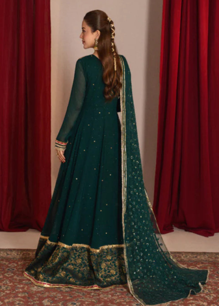 Zaaviay Green Grace Embroidered Chiffon Suit Pret 3 Piece Festive Collection