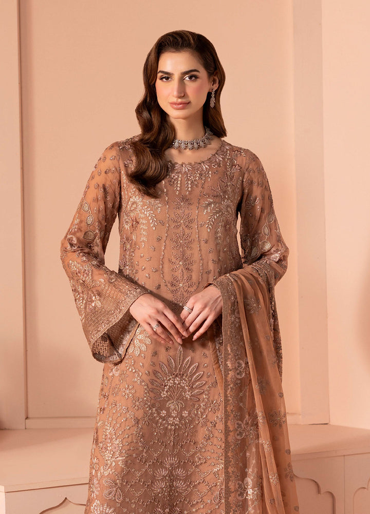 Murawwat by Lavish Premium Unstitched Luxury Chiffon Embroidered 3 peice LV25MC M-03 Rosy Nectar - Formals Collection