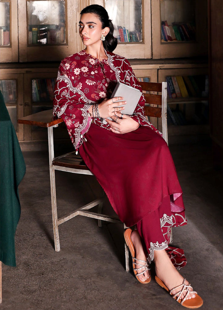 Cross Stitch Unstitched RTS Linen Embroidered Suits 3 Piece CS25LW D-04 Berry Luxe - Winter Collection